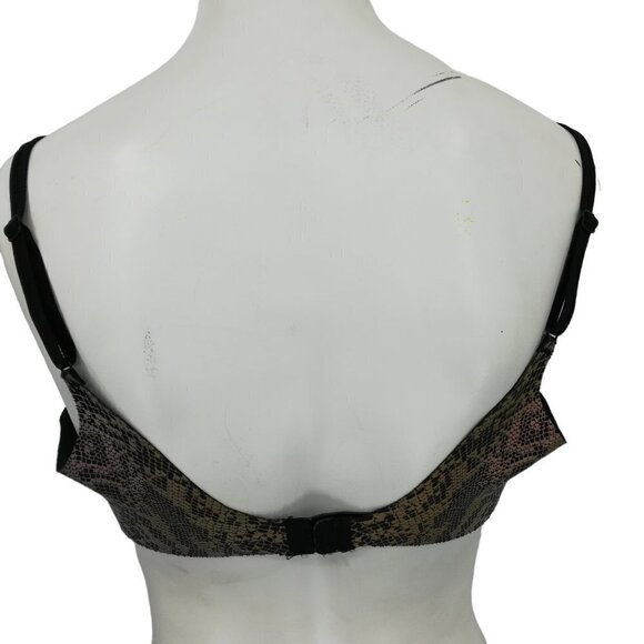 Victorias Secret Lined Demi Snakeskin Black Bra Size 36B Metallic Rubbery - Picture 2 of 7